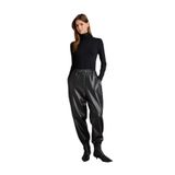 DeFacto Balloon Fit Beli Lastikli Suni Deri Pantolon, 42, G7008AX25WN, Siyah-BK81, Kadın