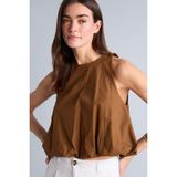 DeFacto Balloon Fit Bisiklet Yaka Poplin Kolsuz Bluz, L, H2648AX26SM, Kahve, Kadın