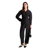 DeFacto Balloon Fit Yüksek Bel Düz Paça Krep Pantolon, 36, H0905AX26SM, Siyah-BK81, Kadın