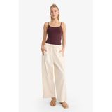 Defacto Barrel Fit Normal Bel Gabardin Pantolon, 38, F9660AX25AU, Bej, Kadın
