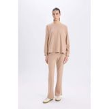 DeFacto Basic Bej Pijama Takımı, M, D2259AX24WN, Bej-BG400, kadın