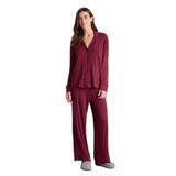 DeFacto Basic Bordo Pijama Takımı, L, H0446AX26SP, Bordo-BR115, kadın