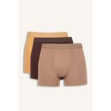 DeFacto Basic Düz 3'lü Boxer, S, C9551AX24WN, Kahve-BN151, erkek
