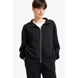 Defacto Basic Fermuarlı Hırka Siyah, 2XL, F7107AX25AU, Siyah-BK81, Kadın, XXL