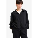 DeFacto Basic Fermuarlı Hırka Siyah, 3XL, F7107AX25AU, Siyah-BK81, Kadın