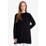 DeFacto Basıc Kazak Tunik, XXL, H3431AZ25WN, Siyah, Kadın