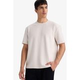 DeFacto Basic T-Shirt Stone Ekru, S, F9633AX26SP, Ekru-ER22, Erkek