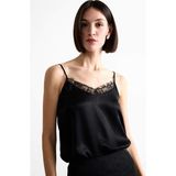 DeFacto Basic V Yaka Saten Askılı Bluz E0214AX24WN - Siyah-BK81 - XS
