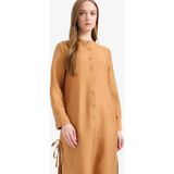 DeFacto Basic Yanları Bağcıklı Tesettür Gömlek Tunik F2182AX25SM - Kahve-BN563