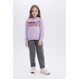 DeFacto Baskılı Beli Paçası Lastikli Jogger Eşofman Altı Kız Çocuk, 13-14 Yaş, 3191522, Gri, Kız çocuk