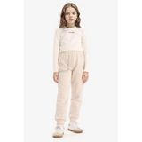 DeFacto Baskılı Beli Paçası Lastikli Jogger Eşofman Altı Kız Çocuk, 8-9 Yaş, 3185454, Bej, Kız çocuk