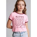 DeFacto Baskılı Fitilli Kaşkorse Pembe Kız Çocuk T-Shirt D8542A8/PN253