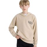 DeFacto Baskılı Kapüşonlu İçi Yumuşak Tüylü Okul Sweatshirt Erkek Çocuk, 8-9 Yaş, E9582A825AU, Bej-BG737, erkek-çocuk