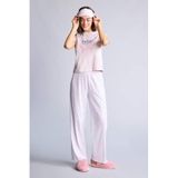 DeFacto Baskılı Pamuk Pijama Takımı, M, H2022AX26SM, Pembe-PN425, kadın