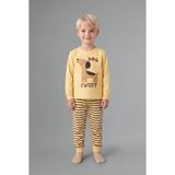 DeFacto Baskılı Uzun Kol Üst Çizgili Alt 2'li Pijama Takımı Erkek Bebek I1433A526AU - Sarı-YL166 - 3 - 4 Yaş