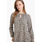 DeFacto Baskılı Uzun Kollu Bluz, XL, N1809AZ26SP, Ekru, Kadın