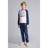 DeFacto Baskılı Uzun Kollu Pijama Üstü Uzun Pijama Altı 2'li Pijama Takımı Erkek Çocuk