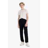 DeFacto Beli Bağcıklı Lastikli Paça Cepli Basic Siyah Jogger Gabardin Pantolon Erkek Çocuk A9395A825WN