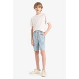 Defacto Beli Lastikli Jean Şort Erkek Çocuk, 5/6 Yaş (116cm), B5764A825SM, Mavi, Erkek Çocuk