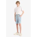 Defacto Beli Lastikli Jean Şort Erkek Çocuk, 9/10 Yaş (140cm), B5764A825SM, Mavi, Erkek Çocuk