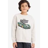DeFacto Bisiklet Yaka Baskılı İçi Yumuşak Tüylü Sweatshirt Erkek Çocuk G5543A825 CW