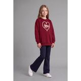 DeFacto Bisiklet Yaka Baskılı Sweatshirt Üst İspanyol Paça Tayt Alt 2'li Takım Kız Çocuk I1136A826AU - 11 - 12 Yaş - Bordo-BR229