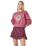Defacto Bisiklet Yaka Baskılı Sweatshirt, Xl, G3197AX25WN, Bordo-BR363, Kadın