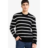 DeFacto Bisiklet Yaka Çizgili Triko Kazak, 2XL, F8077AX25WN, Siyah-BK27, Erkek