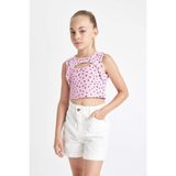 DeFacto Bisiklet Yaka Desenli Atlet Kız Çocuk C5278A824SM - 8 - 9 Yaş - Pembe-PN649