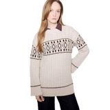 DeFacto Bisiklet Yaka Desenli Triko Tunik, S, G6341AX25WN, Ekru-ER218, Kadın