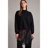 DeFacto Bisiklet Yaka Etek Ucu Leopar Desenli Sweatshirt, S, G6561AX25WN, Siyah-BK81, kadın