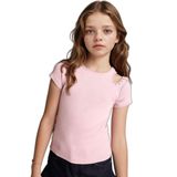 DeFacto Bisiklet Yaka Fitilli Kaşkorse Kısa Kollu Tişört Kız Çocuk, 8-9 Yaş, H0066A826SM, Pembe-PN427, Kız Çocuklar
