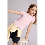 DeFacto Bisiklet Yaka Fitilli Kaşkorse Kısa Kollu Tişört Kız Çocuk, 9-10 Yaş, H0066A826SM, Pembe-PN427, Kız çocuk
