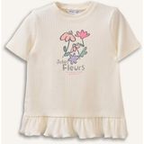 DeFacto Bisiklet Yaka Floral Fitilli Kaşkorse Kısa Kollu Tişört Kız Bebek H3000A526SM - Beyaz-WT47 - 4 - 5 Yaş