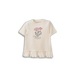 DeFacto Bisiklet Yaka Floral Fitilli Kaşkorse Uzun Kollu Tişört Kız Bebek, 18-24 AY, H3000A526SM, Beyaz-WT47, Kız bebek