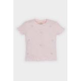 DeFacto Bisiklet Yaka Kalp Desenli Fitilli Kaşkorse Kısa Kollu Tişört Kız Bebek, 12-18 Ay (86cm), F3692A525SM, Pembe, Kız bebek