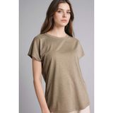 DeFacto Bisiklet Yaka Kısa Kollu Tişört, 2XL, H1490AX26SP, Haki-KH473, Kadın