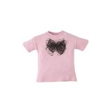 DeFacto Bisiklet Yaka Kurdele Baskılı Kısa Kollu Tişört Kız Bebek, 9-12 Ay, E5464A525SM, Pembe-PN86, Kız bebek