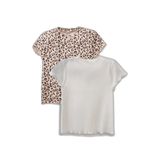 DeFacto Bisiklet Yaka Leopar Desenli Fitilli Kaşkorse 2li Uzun Kollu Tişört Kız Bebek, 3-4 Yaş, H3002A526SM, Ekru-ER105, Kız bebek
