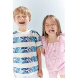 DeFacto Bisiklet Yaka Palmiye Desenli Kısa Kollu Tişört Erkek Bebek, 9-12 Ay, E8373A525SM, Ekru-ER98, Erkek bebek