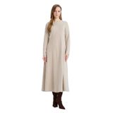 DeFacto Bisiklet Yaka Selanik Maxi Elbise, M, G8779AX26SP, Bej-BG644, Kadın