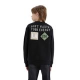 DeFacto Bisiklet Yaka Sırt Baskılı Sweatshirt Erkek Çocuk, 11-12 Yaş, D3035A824WN, Siyah-BK81, erkek-çocuk