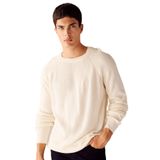 DeFacto Bisiklet Yaka Triko Kazak, 3XL, A8458AX24SP, Ekru-ER100, Erkek