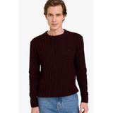 DeFacto Bisiklet Yaka Triko Kazak, L, G6388AX25CW, Bordo-BR230, Erkek