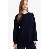 DeFacto Bisiklet Yaka Triko Kazak Tunik, M, G7241AX25CW, Lacivert-NV207, Kadın