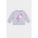 DeFacto Bisiklet Yaka Unicorn Baskılı İçi Yumuşak Tüylü Sweatshirt Kız Bebek, 9-12 Ay, D7198A524WN, Mavi-BE216, kız-bebek