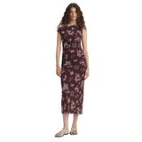 DeFacto Bodycon Açık Omuz Çiçek Desenli Tül Maxi Elbise, S, F0421AX25AU, Bordo-BR232, Kadın