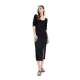 DeFacto Bodycon Kare Yaka Midi Elbise, XS, E0885AX25SP, Siyah-BK81, Kadın