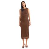 DeFacto Bodycon Tül Kolsuz Midi Elbise, L, D8036AX25AUBN320, Kahve, Kadın