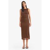 DeFacto Bodycon Tül Kolsuz Midi Elbise, M, D8036AX25AUBN320, Kahve, Kadın